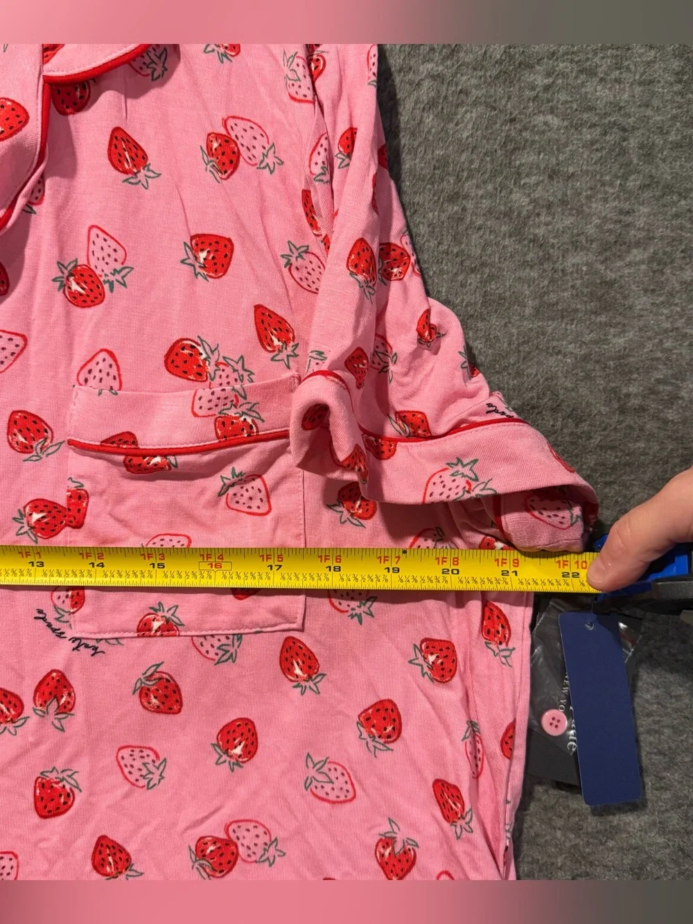 Kate Spade 2 piece Pajama Set Womens XL Pink Strawberries Shirt Shorts Boxers